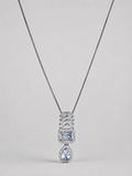 SEELE elegant crystal cascade pendant necklace with rectangular center and pear-shaped drop