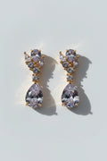 SEELE Blush Pear Drop Earrings, pale pear-cut zircon drops with marquise cluster on gold base