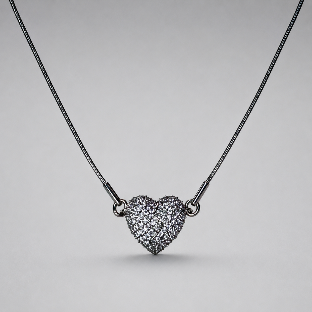 SEELE Split crystal heart pendant necklace with delicate silver chain