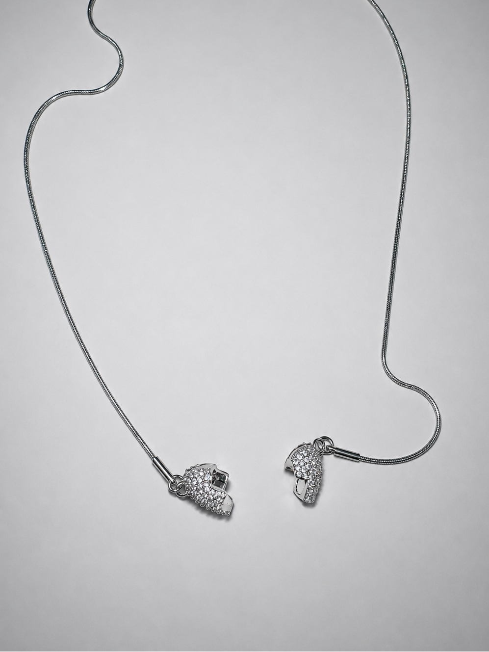 SEELE Split crystal heart pendant necklace with delicate silver chain