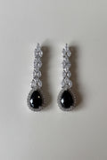 SEELE Midnight Teardrop Earrings — deep blue teardrop zircon with marquise-cut clear stones on silver base