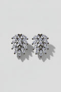 SEELE Marquise Leaf Stud Earrings, clear marquise-cut zircon leaf cluster on silver base
