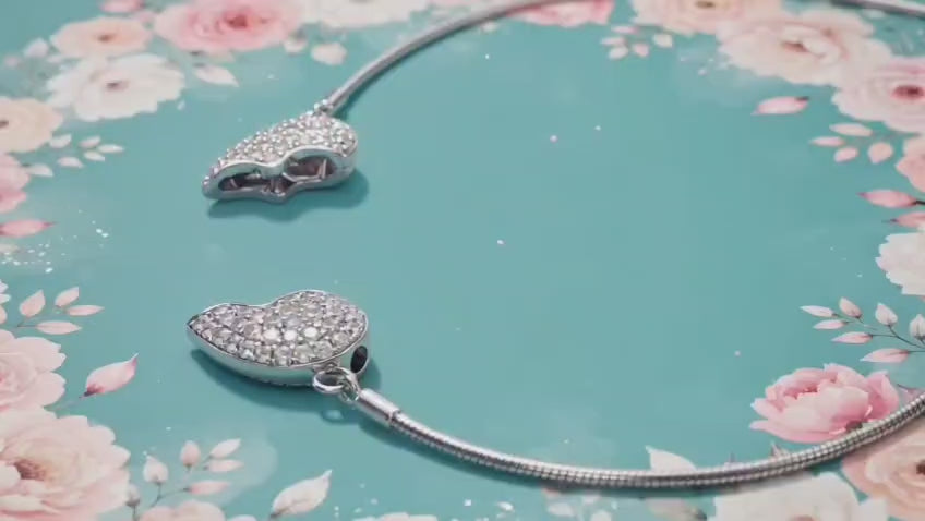 SEELE Split crystal heart pendant necklace with delicate silver chain